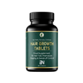 Hair growth tablets bottle with green label on a white background